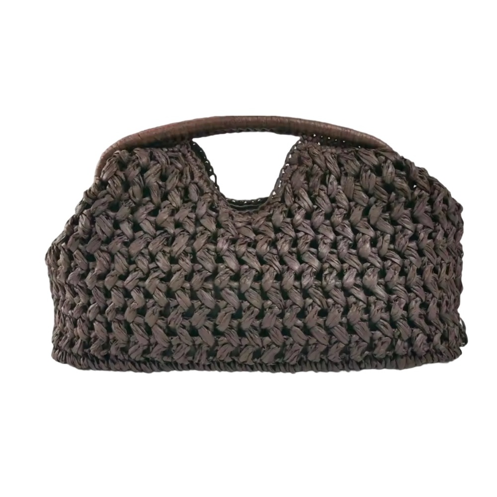 Straw Clip Shell Clutch Bag